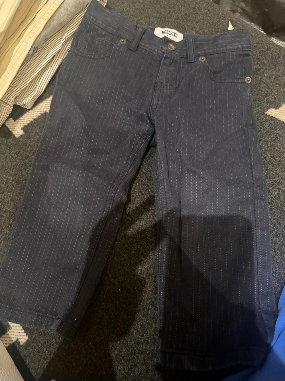 Moschino Navy Pinstriped Chinos